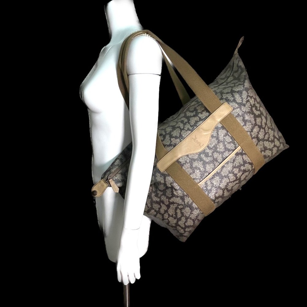 Auc YSL vintage coated canvas/leather travel/shoulder XL bag - Picture 8 of 16